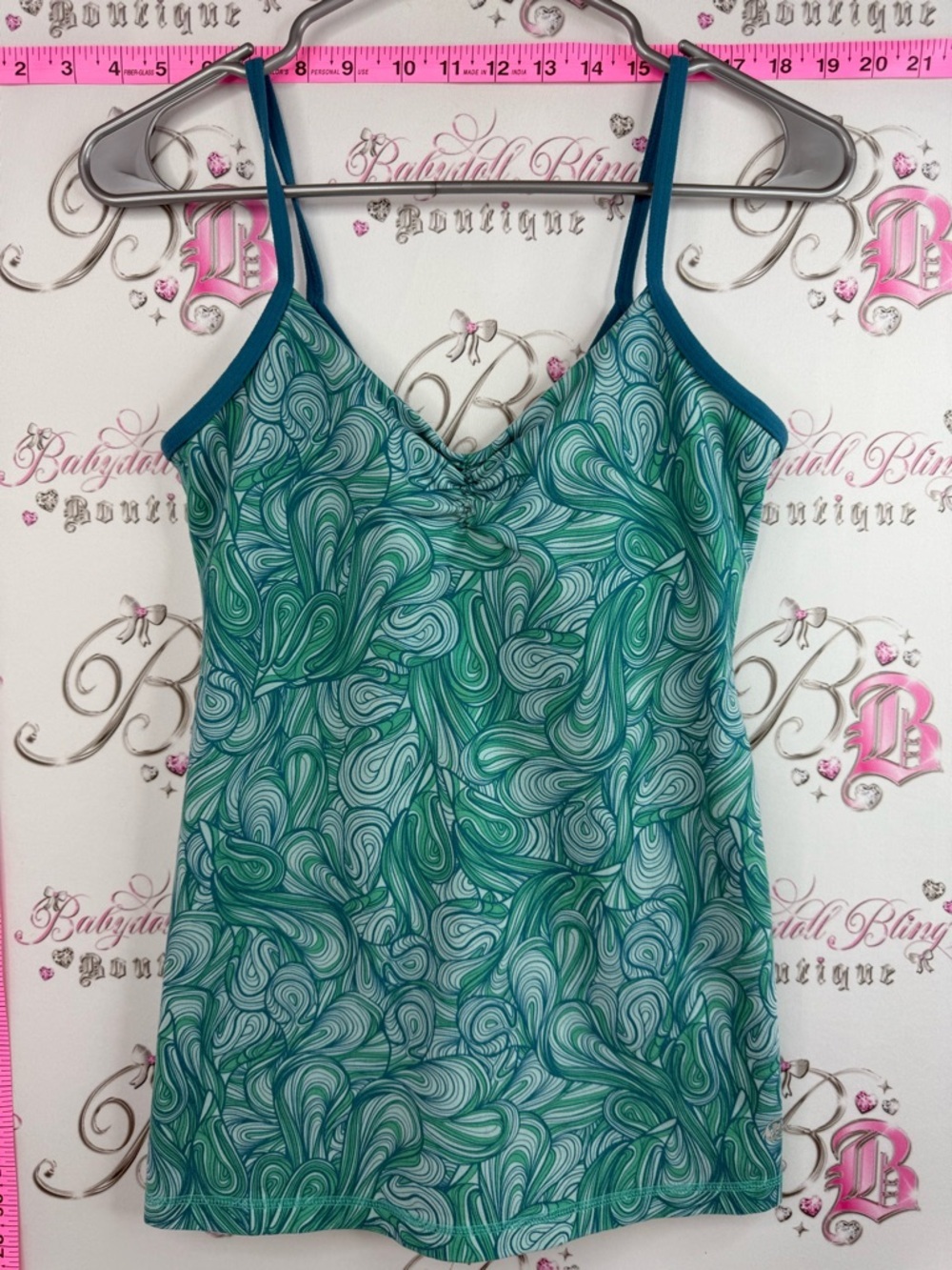 Tank top workout swirls green blue aqua Teal Swirl Tank Top built in bra